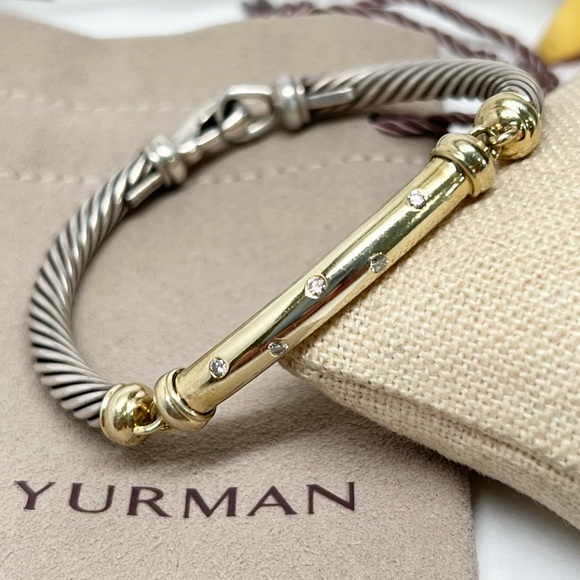 David Yurman Jewelry - David Yurman Diamond Metro Cable Bracelet .925/14K Gold